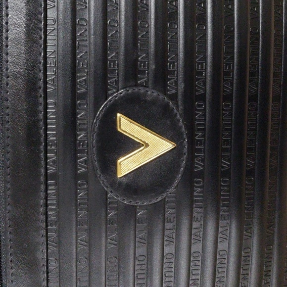 Authentic Mario Valentino Black Leather Printed Clutch Bag Vintage 10.25x7"-inch - Picture 4 of 16